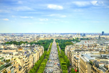 Paris, panoramik hava champs elysees. Fransa
