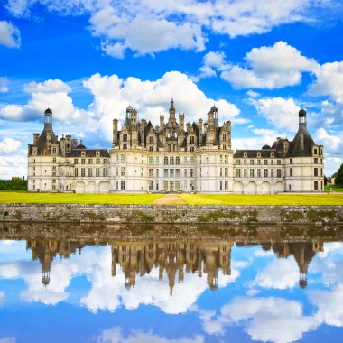 Chateau de Chambord, Unesco medieval french castle and reflectio clipart