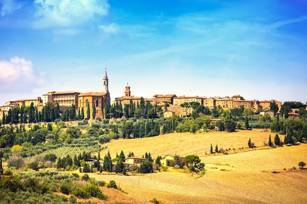 Toscana, Pienza pueblo medieval. Siena, Val d Orcia, Italia — Foto de Stock
