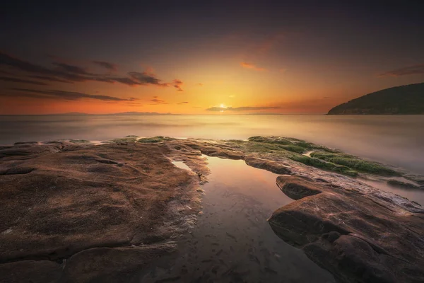 Zachód Słońca Zatoce Cala Violina Maremma Toskania Cel Podróży Morzu — Zdjęcie stockowe