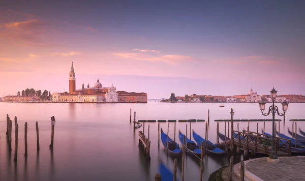 Laguna Venecia Amanecer Iglesia San Giorgio Maggiore Góndolas Italia Europa — Foto de Stock
