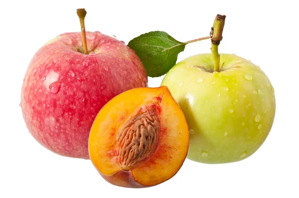 Pfirsich und Apfel — Stockfoto