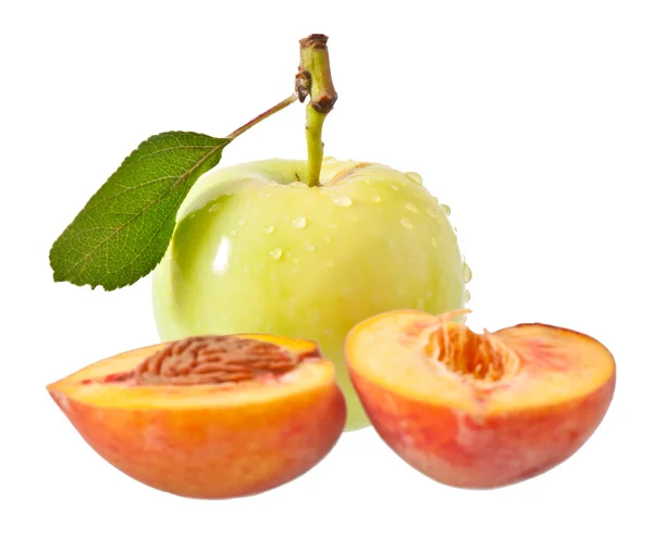 Apfel und Pfirsich — Stockfoto