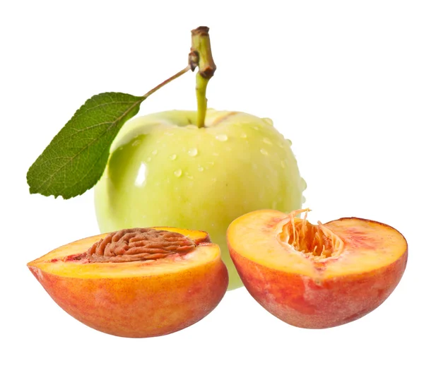 Apple and peach — Stock Photo, Image