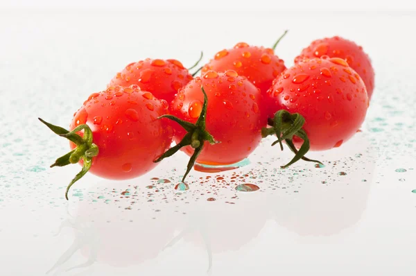 Tomate nas gotas de orvalho — Fotografia de Stock