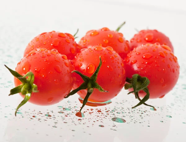 Çiy damlaları içinde domates — Stok fotoğraf