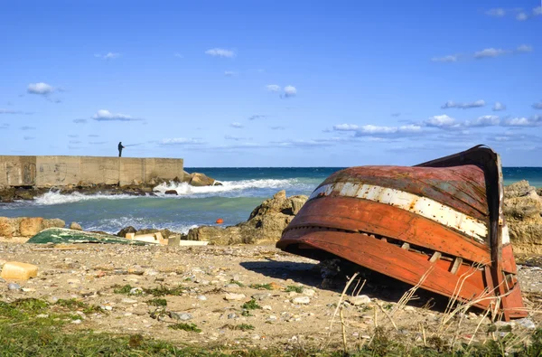 パレルモ、古いボートの風景 — ストック写真
