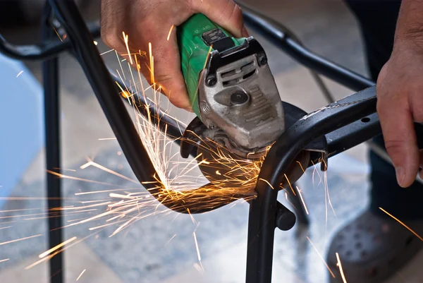 Sparks while grinding — Stock Photo, Image