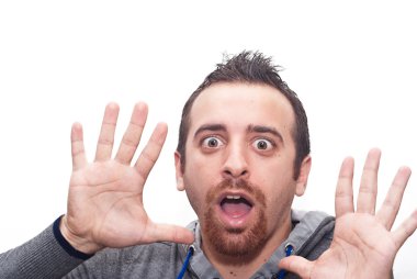 young amazed man portrait