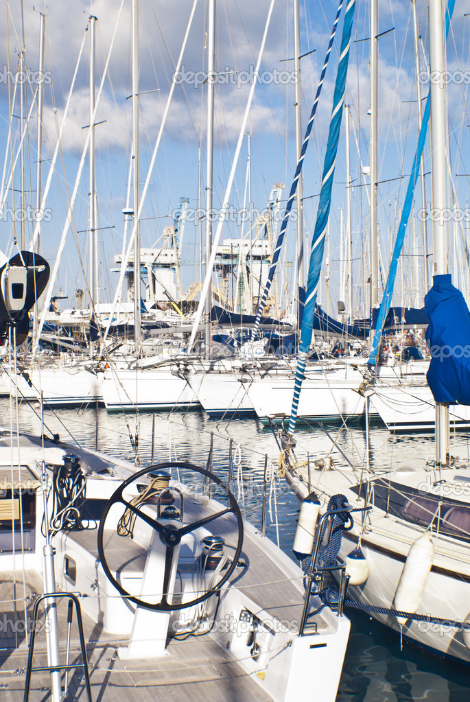 yachts and boats in old port in Palermo