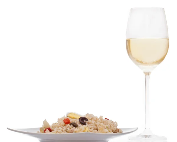 Salada de arroz e vinho — Fotografia de Stock