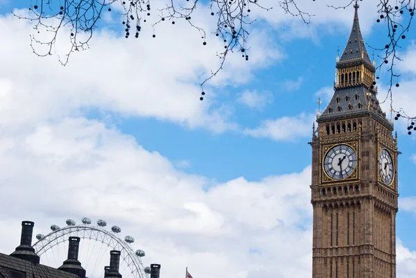 Big Ben en het London Eye — Stockfoto