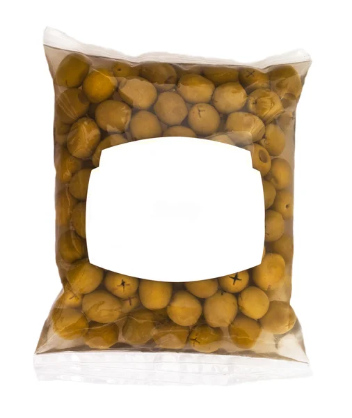 Olive in superficie scatola di plastica — Foto Stock