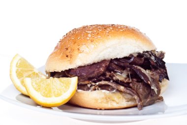 dalak ile sandviç. Palermo sokak gıda