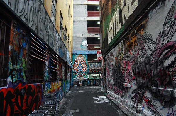 Graffiti muren op kant straat melbourne — Stockfoto