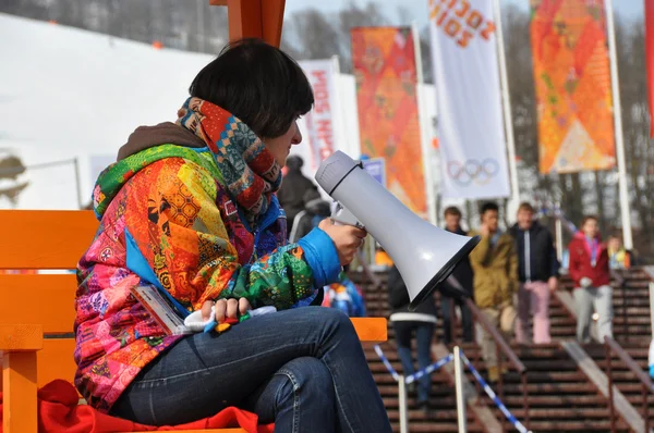 Volunteer at XXII Winter Olympic Games Sochi 2014 — Stock Photo, Image