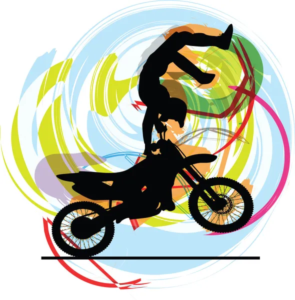 Esbozo abstracto del motociclista. Ilustración vectorial — Archivo Imágenes Vectoriales