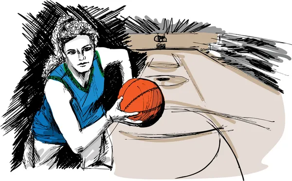 Skiss av basketspelare — Stock vektor