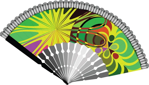 Fan illustration with abstract drawing — Stock Vector