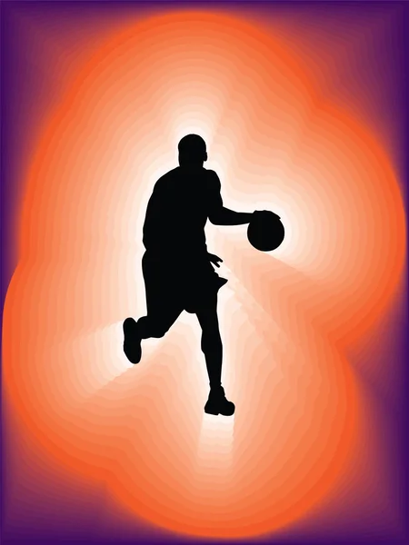 Kosárlabda játékos akcióban. Vektoros illusztráció — Stock Vector