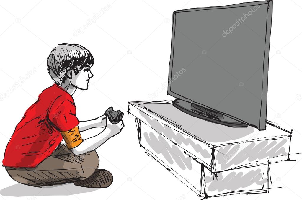 Boy playing computer game