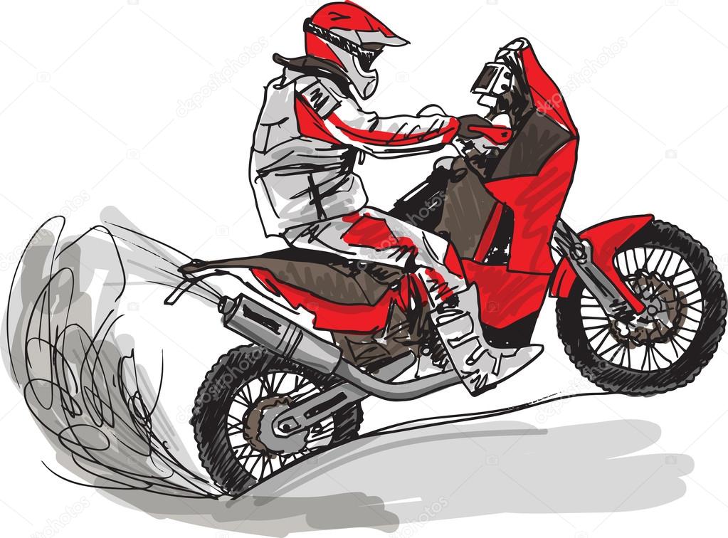 Abstract sketch of biker. Vector Illustration