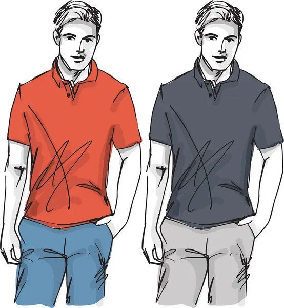 Croquis du bel homme de la mode. Illustration vectorielle — Image vectorielle