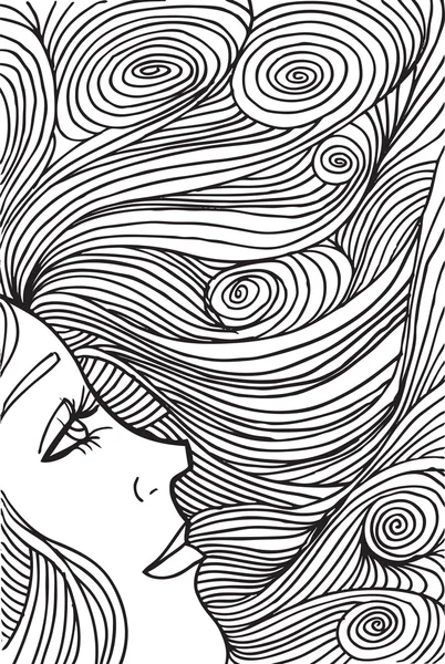Esquisse abstraite du visage de femme. Illustration vectorielle . — Image vectorielle