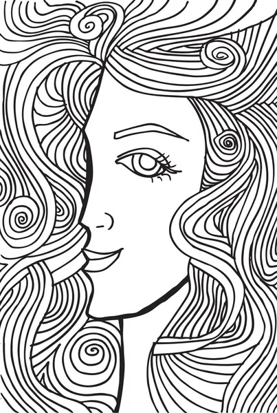 Schizzo astratto del volto della donna. Illustrazione vettoriale . — Vettoriale Stock