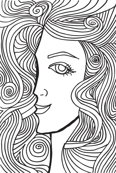 Esquisse abstraite du visage de femme. Illustration vectorielle . — Image vectorielle