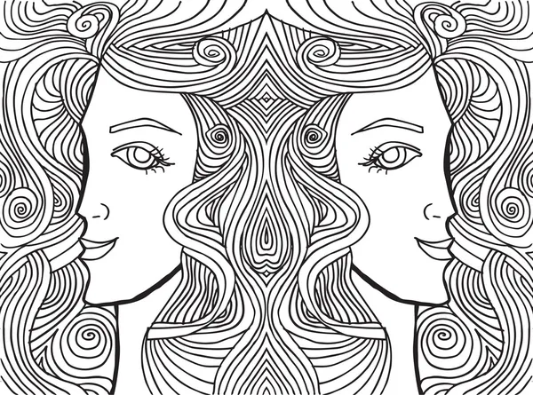 Абстрактный эскиз женского лица. Векторная иллюстрация . — стоковый вектор