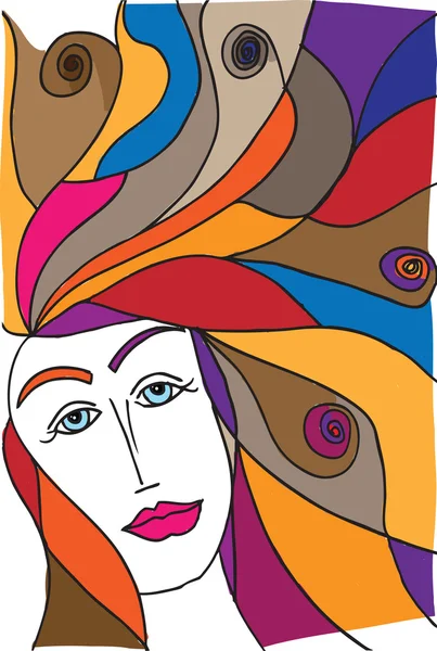 Esbozo abstracto de cara de mujer. Ilustración vectorial . — Vector de stock