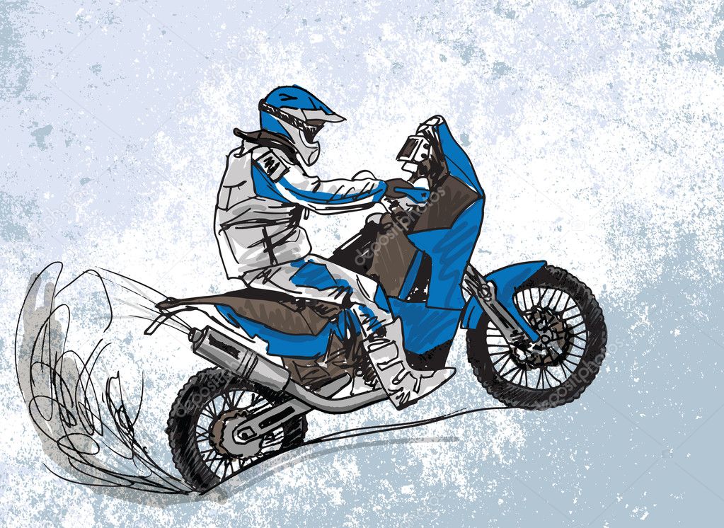 Abstract sketch of biker. Vector Illustration