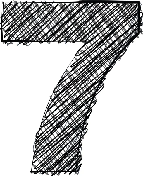 Hand Rita typsnitt. nummer 7 — Stock vektor