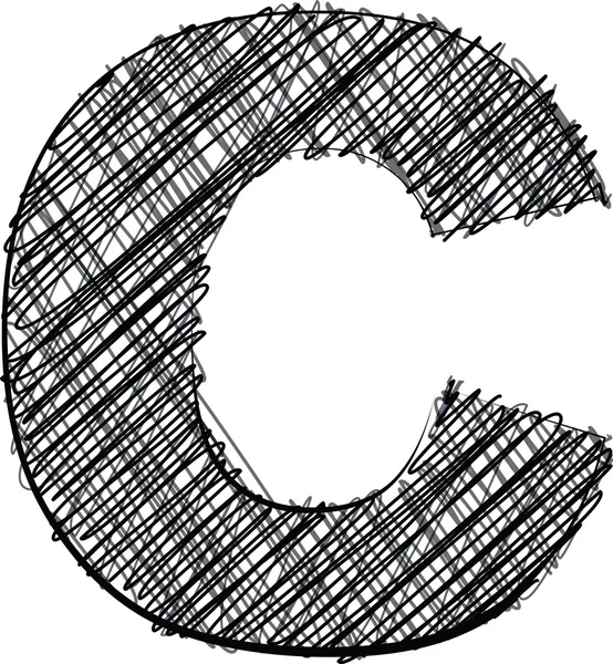 Ruční kreslení písmo. písmeno c — Stockový vektor