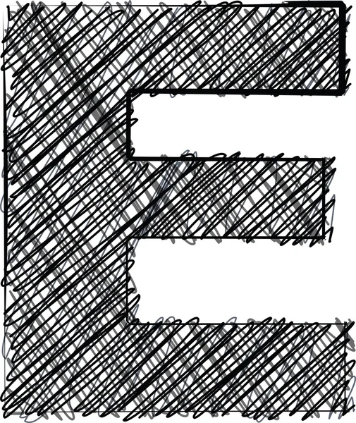 Ruční kreslení písmo. písmeno e — Stockový vektor