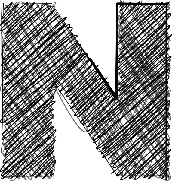 Ruční kreslení písmo. velké písmeno n — Stockový vektor