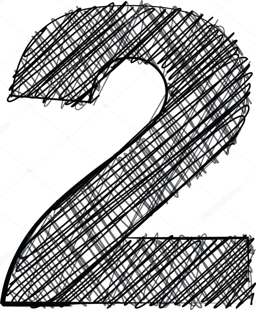 Hand draw font. NUMBER 2