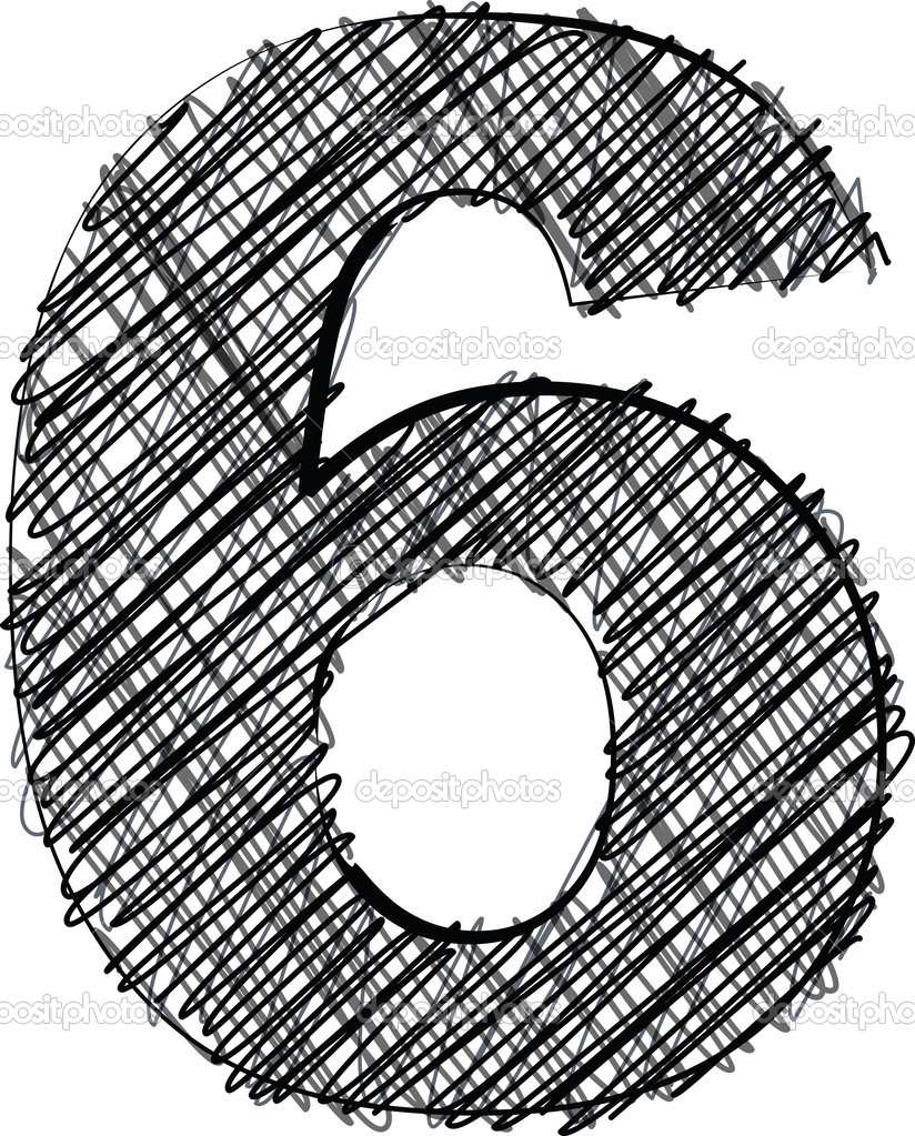 Hand draw font. NUMBER 6
