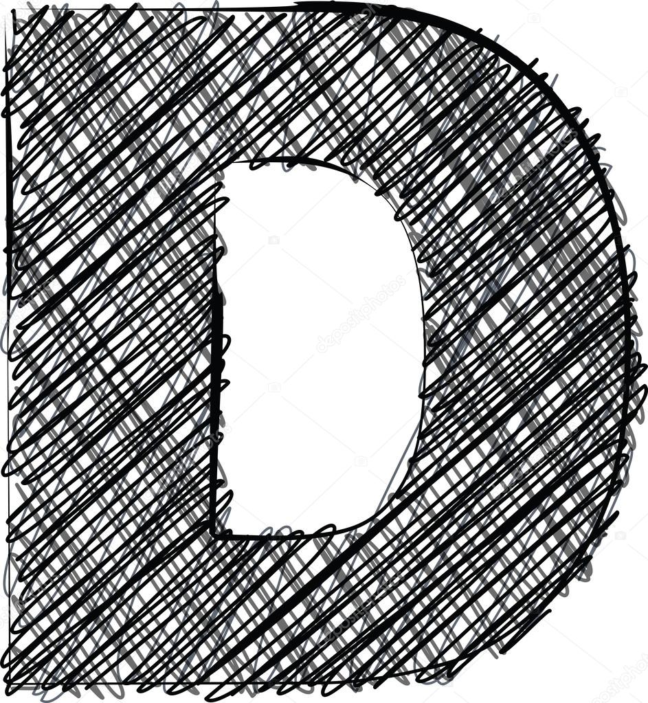 Hand draw font. LETTER D