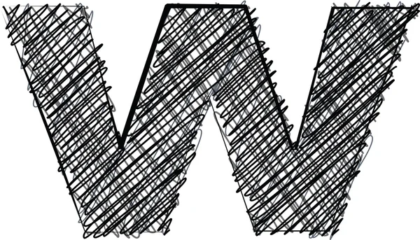 Χέρι κλήρωση γραμματοσειρά. γράμμα w — Διανυσματικό Αρχείο