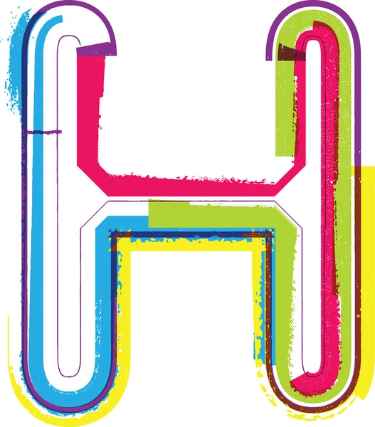 Färgglada grunge bokstaven h — Stock vektor