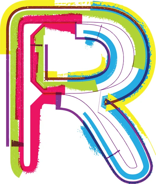 Färgglada grunge bokstaven r — Stock vektor