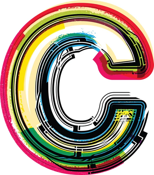 Färgglada grunge bokstaven c — Stock vektor