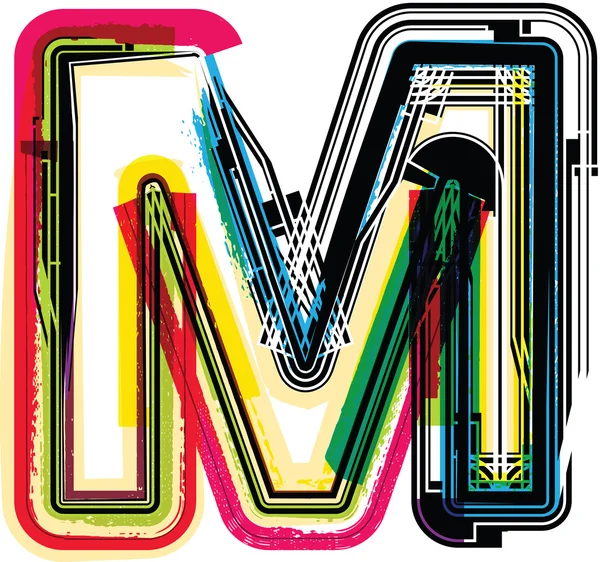 Färgglada grunge bokstaven m — Stock vektor