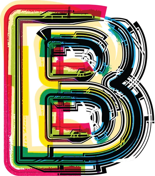 Kleurrijke grunge letter b — Stockvector