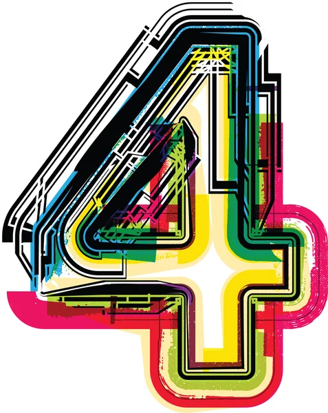 Grunge coloré NUMÉRO 4 — Image vectorielle