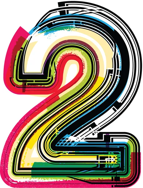 Grunge coloré NUMÉRO 2 — Image vectorielle