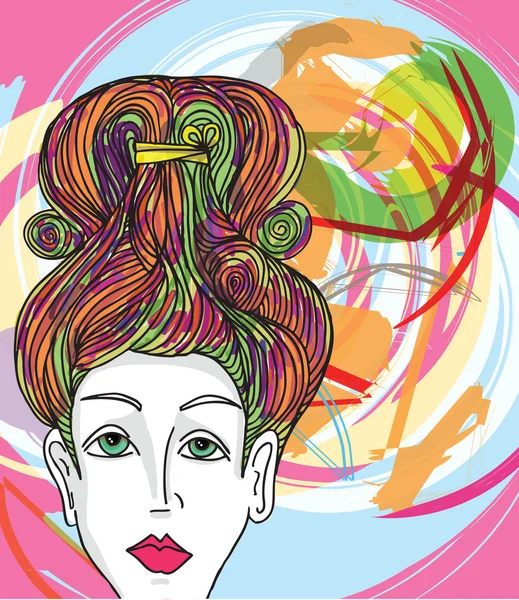 Esbozo abstracto de cara de mujer. Ilustración vectorial . — Vector de stock