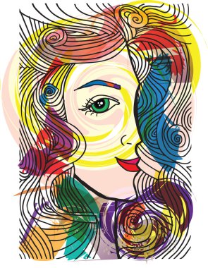 soyut kroki kadın yüzü. vektör çizim.